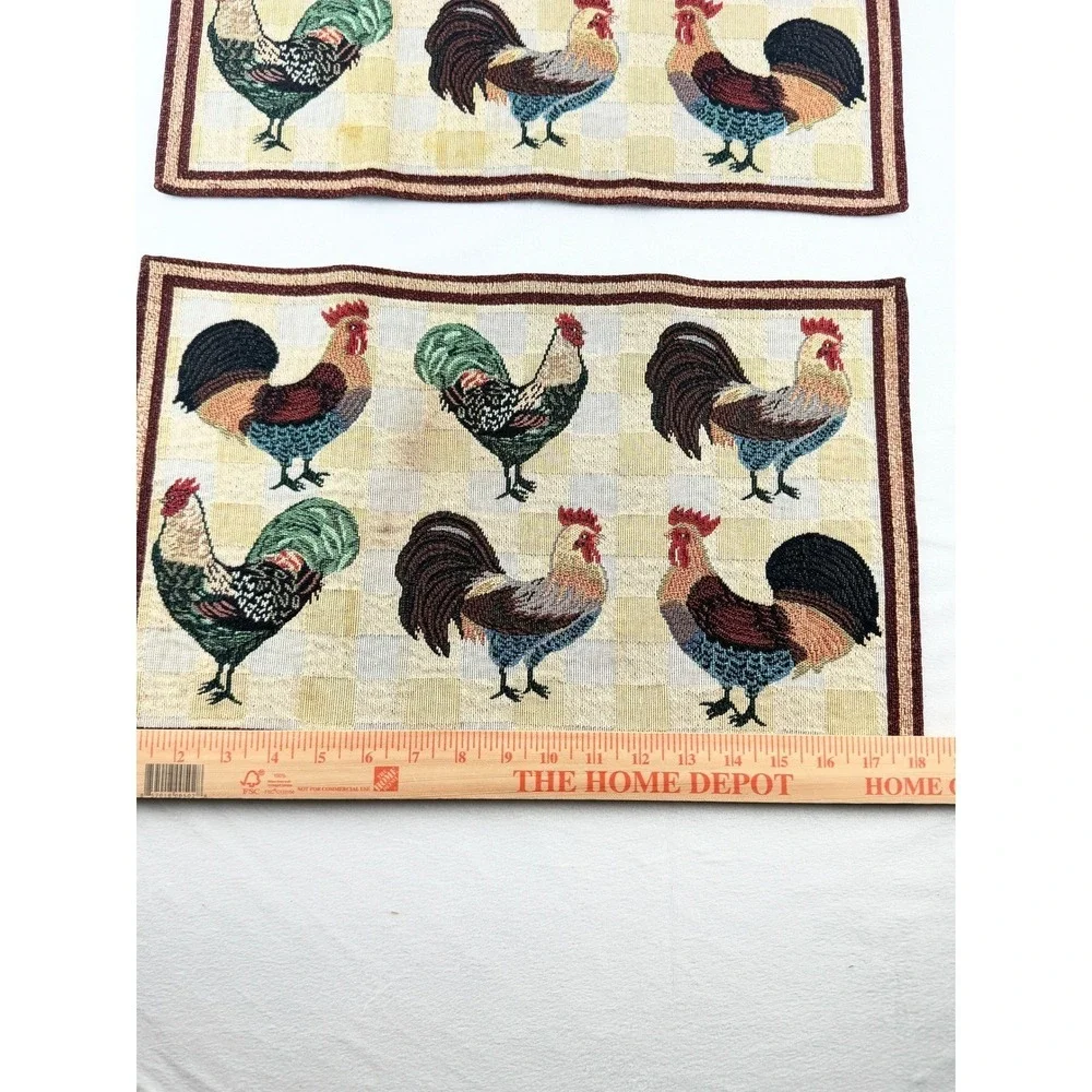 Vintage Rooster Tapestry Placemats Set of 2‎ Farmhouse Table Mats